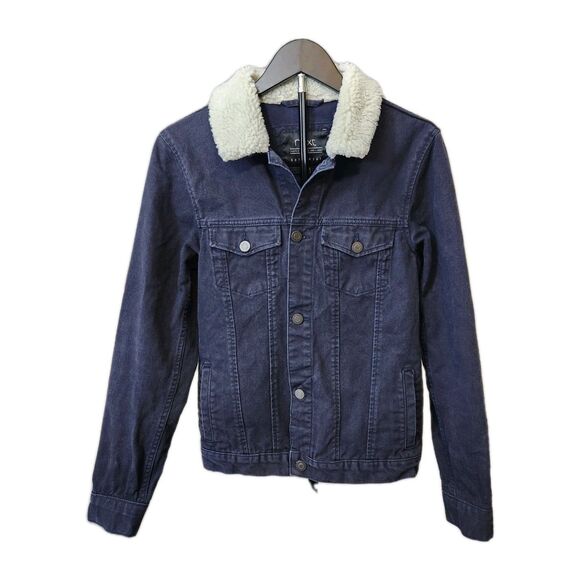 Next Women/Mens Small Navy Jean Jacket My Chemical Romance Black Parade Sherpa - Picture 1 of 11